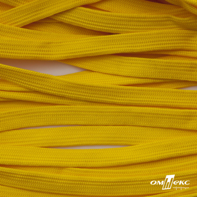 Шнур плетеный (плоский) d-12 мм, (уп.90+/-1м), 100% полиэстер, цв.269 - жёлтый - купить в Стерлитамаке. Цена: 8.62 руб.