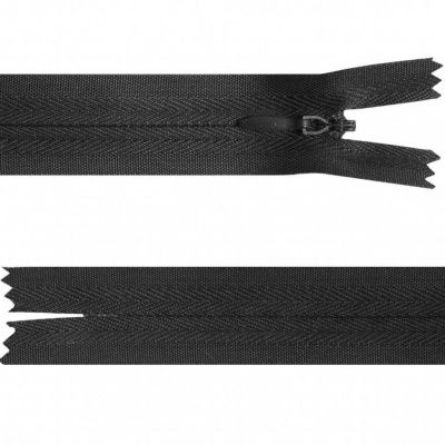 Молния потайная Т3, 60 см, хлопок, цвет чёрный - купить в Стерлитамаке. Цена: 10.13 руб.