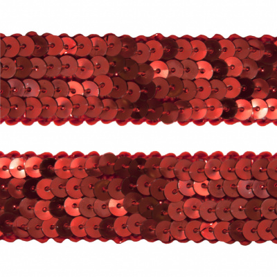 Тесьма с пайетками 3, шир. 20 мм/уп. 25+/-1 м, цвет красный - купить в Стерлитамаке. Цена: 778.19 руб.