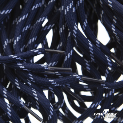 Шнурки #107-19, круглые 130 см, двухцветные цв.тём.синий/белый - купить в Стерлитамаке. Цена: 22.14 руб.