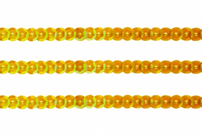 Пайетки "ОмТекс" на нитях, CREAM, 6 мм С / упак.73+/-1м, цв. 92 - золото - купить в Стерлитамаке. Цена: 484.77 руб.