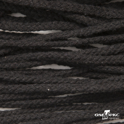 Шнур плетеный d-6 мм круглый, 70% хлопок 30% полиэстер, уп.90+/-1 м, цв.1078-черный - купить в Стерлитамаке. Цена: 588 руб.