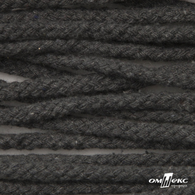 Шнур плетеный d-6 мм круглый, 70% хлопок 30% полиэстер, уп.90+/-1 м, цв.1088-т.серый - купить в Стерлитамаке. Цена: 588 руб.