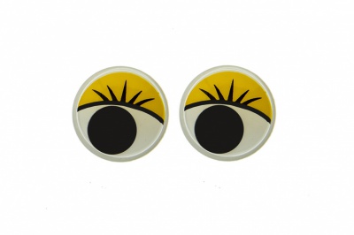 Глазки для игрушек, круглые, с бегающими зрачками, 12 мм/упак.50+/-2 шт, цв. -желтый - купить в Стерлитамаке. Цена: 95.04 руб.