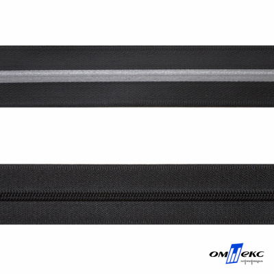 Рулонная молния с покрытием PVC спираль тип 3 (упак.270м) -черная с полосой СВО - купить в Стерлитамаке. Цена: 12.74 руб.