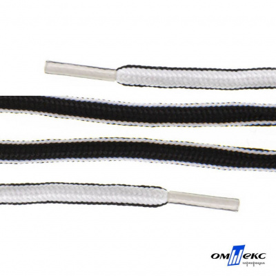 Шнурки #4-27, круглые 130 см, двухцветные (черно/белый) - купить в Стерлитамаке. Цена: 47.04 руб.