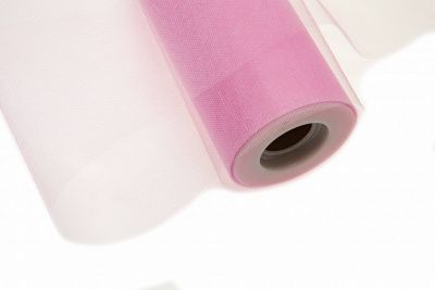 Фатин блестящий в шпульках 16-14, 12 гр/м2, шир. 15 см (в нам. 25+/-1 м), цвет розовый - купить в Стерлитамаке. Цена: 108.61 руб.
