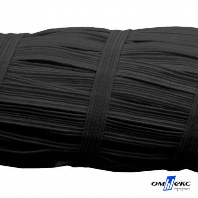 Резиновые нити с текстильным покрытием, шир. 6 мм (55 м/уп), цв.-черный - купить в Стерлитамаке. Цена: 210.75 руб.