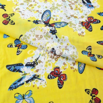 Плательная ткань "Софи" 7.2, 75 гр/м2, шир.150 см, принт бабочки - купить в Стерлитамаке. Цена 241.49 руб.