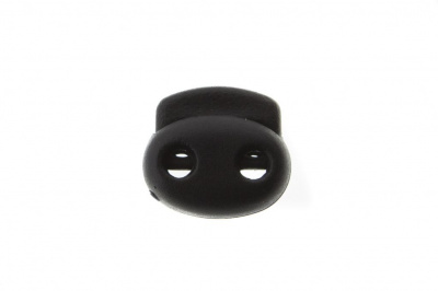 8049ТН Фиксатор пластиковый двухдырочный, 23х20 мм, цвет чёрный - купить в Стерлитамаке. Цена: 1.37 руб.