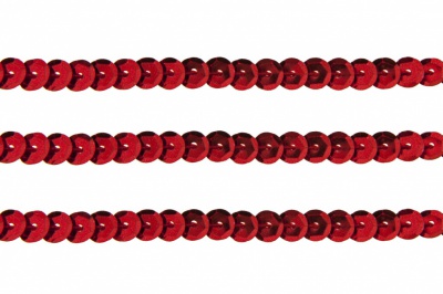 Пайетки "ОмТекс" на нитях, SILVER-BASE, 6 мм С / упак.73+/-1м, цв. 3 - красный - купить в Стерлитамаке. Цена: 468.37 руб.