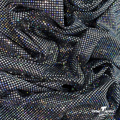 Трикотажное полотно голограмма, шир.140 см, #601-хамелеон чёрный - купить в Стерлитамаке. Цена 452.76 руб.