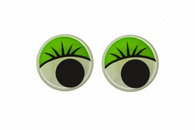 Глазки для игрушек, круглые, с бегающими зрачками, 15 мм/упак.50+/-2 шт, цв. -зеленый - купить в Стерлитамаке. Цена: 113.01 руб.