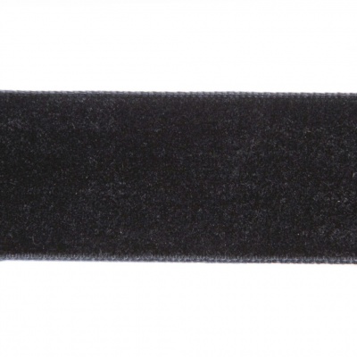 Лента бархатная нейлон, шир.25 мм, (упак. 45,7м), цв.03-черный - купить в Стерлитамаке. Цена: 800.84 руб.
