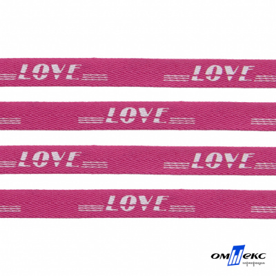 Тесьма отделочная (киперная) 10 мм, 100% хлопок, "LOVE" (45 м) цв.121-15 -яр.розовый - купить в Стерлитамаке. Цена: 797.46 руб.