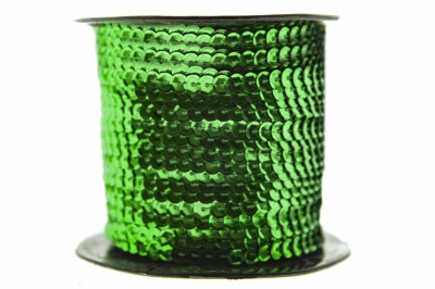Пайетки "ОмТекс" на нитях, SILVER-BASE, 6 мм С / упак.73+/-1м, цв. 4 - зеленый - купить в Стерлитамаке. Цена: 484.77 руб.