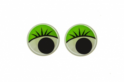 Глазки для игрушек, круглые, с бегающими зрачками, 12 мм/упак.50+/-2 шт, цв. -зеленый - купить в Стерлитамаке. Цена: 95.04 руб.