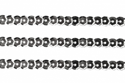 Пайетки "ОмТекс" на нитях, SILVER-BASE, 6 мм С / упак.73+/-1м, цв. 1 - серебро - купить в Стерлитамаке. Цена: 468.37 руб.