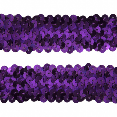 Тесьма с пайетками 12, шир. 30 мм/уп. 25+/-1 м, цвет фиолет - купить в Стерлитамаке. Цена: 1 098.48 руб.