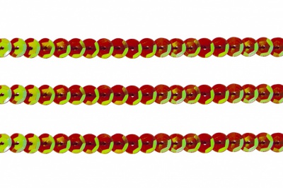 Пайетки "ОмТекс" на нитях, CREAM, 6 мм С / упак.73+/-1м, цв. 96 - красный - купить в Стерлитамаке. Цена: 484.77 руб.