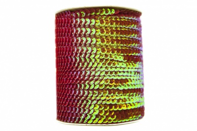 Пайетки "ОмТекс" на нитях, CREAM, 6 мм С / упак.73+/-1м, цв. 96 - красный - купить в Стерлитамаке. Цена: 484.77 руб.