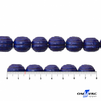 0309-Бусины деревянные "ОмТекс", 16 мм, упак.50+/-3шт, цв.006-синий - купить в Стерлитамаке. Цена: 62.22 руб.