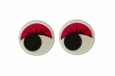 Глазки для игрушек, круглые, с бегающими зрачками, 15 мм/упак.50+/-2 шт, цв. -красный - купить в Стерлитамаке. Цена: 113.01 руб.