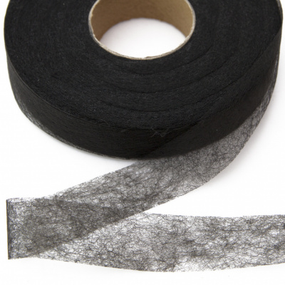 Прокладочная лента (паутинка) DF23, шир. 25 мм (боб. 100 м), цвет чёрный - купить в Стерлитамаке. Цена: 2.10 руб.